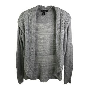 White House Black Market Women's Cardigan Gray Cabled Shawl Collar Coverup Sz XS